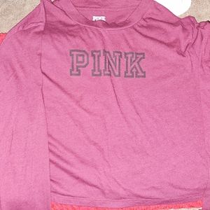 PINK LNG SLV CROP TEE